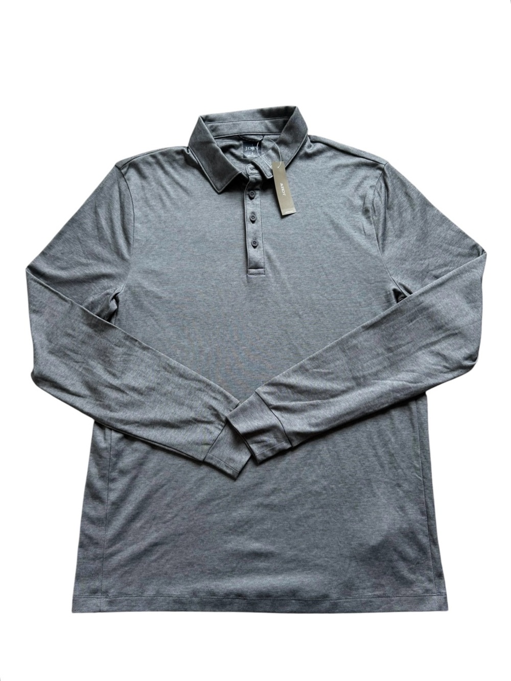 J. Crew Men’s Long Sleeve Performance Polo Shirt Large Tall Gray Stretch NWT